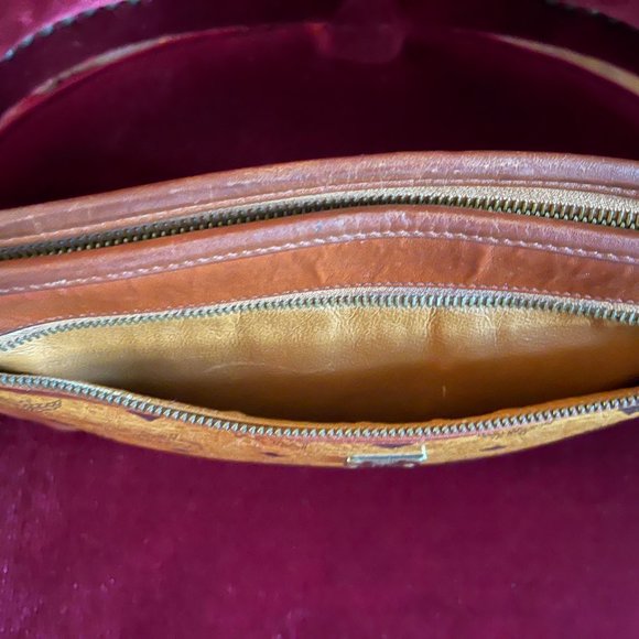 Authentic MCM Visetos Caramel and Tan Coated Canvas Zipper Clutch Purse Handbag - Picture 7 of 10